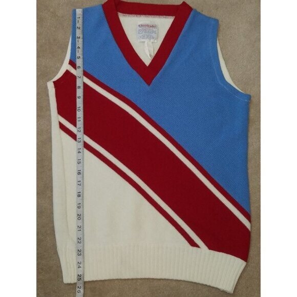 Cheerleader Supply Co Vintage Sweater Vest Size 40 Red White Blue 100% Acrylic - Picture 8 of 8